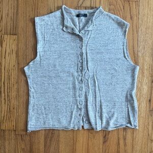 Massimo Dutti Heather Gray Sleeveless Button-Down Shirt